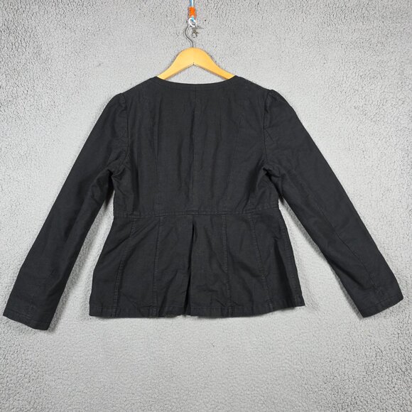 Banana Republic Jacket Womens Size 8 Black Cotton Linen Blend Y2K Grunge Goth - Picture 6 of 14